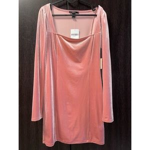 Forever 21 Winter Collection Medium Blush Velvet Long Sleeved Dress